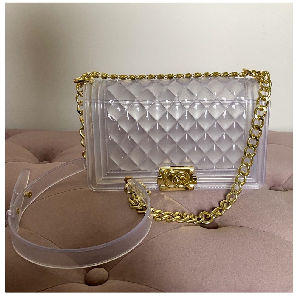 Women’s fashion jelly handbag quilted large